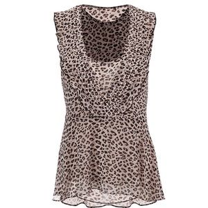 SOLD cabi pink leopard peplum tank+overlay sz S